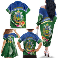 Melanesian Solomon Islands Family Matching Off The Shoulder Long Sleeve Dress and Hawaiian Shirt Tropical Shark Tattoo