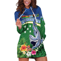 Melanesian Solomon Islands Hoodie Dress Tropical Shark Tattoo LT9 Blue - Polynesian Pride