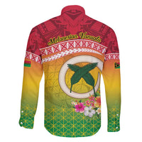 Melanesian Ni-Vanuatu Family Matching Off Shoulder Short Dress and Hawaiian Shirt Sea Turtle with Sand Drawing Pattern