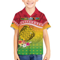 Melanesian Ni-Vanuatu Family Matching Off Shoulder Short Dress and Hawaiian Shirt Sea Turtle with Sand Drawing Pattern