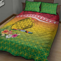 Melanesian Ni-Vanuatu Quilt Bed Set Sea Turtle with Sand Drawing Pattern LT9 - Polynesian Pride