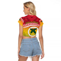 Melanesian Ni-Vanuatu Raglan Cropped T Shirt Sea Turtle with Sand Drawing Pattern LT9 - Polynesian Pride