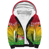 Melanesian Ni-Vanuatu Sherpa Hoodie Sea Turtle with Sand Drawing Pattern LT9 Unisex Reggae - Polynesian Pride