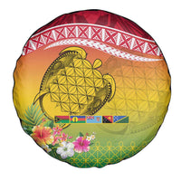 Melanesian Ni-Vanuatu Spare Tire Cover Sea Turtle with Sand Drawing Pattern LT9 - Polynesian Pride
