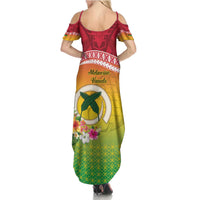 Melanesian Ni-Vanuatu Summer Maxi Dress Sea Turtle with Sand Drawing Pattern LT9 - Polynesian Pride