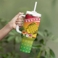 Melanesian Ni-Vanuatu Tumbler With Handle Sea Turtle with Sand Drawing Pattern LT9 - Polynesian Pride