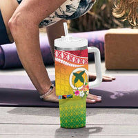 Melanesian Ni-Vanuatu Tumbler With Handle Sea Turtle with Sand Drawing Pattern LT9 - Polynesian Pride