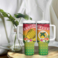 Melanesian Ni-Vanuatu Tumbler With Handle Sea Turtle with Sand Drawing Pattern LT9 - Polynesian Pride
