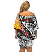 Personalised New Zealand Waitangi and ANZAC day Off Shoulder Short Dress LT9 - Polynesian Pride