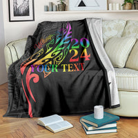 Personalised New Zealand Wellington Pride Blanket Maori Fern with Pride Flag 2024 LT9 Black - Polynesian Pride