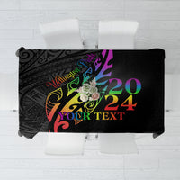 Personalised New Zealand Wellington Pride Tablecloth Maori Fern with Pride Flag 2024 LT9 Black - Polynesian Pride