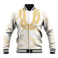 Aloha Lei Onaona Baseball Jacket Beige Hawaiian Tribal Pattern LT9 Unisex Beige - Polynesian Pride