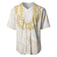 Aloha Lei Onaona Baseball Jersey Beige Hawaiian Tribal Pattern