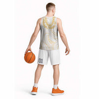 Aloha Lei Onaona Basketball Jersey Beige Hawaiian Tribal Pattern LT9 - Polynesian Pride