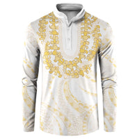 Aloha Lei Onaona Button Sweatshirt Beige Hawaiian Tribal Pattern LT9 Beige - Polynesian Pride