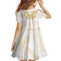 Aloha Lei Onaona Family Matching Off Shoulder Short Dress and Hawaiian Shirt Beige Hawaiian Tribal Pattern