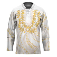 Aloha Lei Onaona Hockey Jersey Beige Hawaiian Tribal Pattern LT9 Unisex Beige - Polynesian Pride