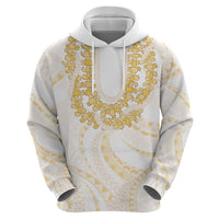 Aloha Lei Onaona Hoodie Beige Hawaiian Tribal Pattern
