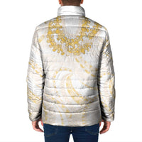 Aloha Lei Onaona Padded Jacket Beige Hawaiian Tribal Pattern LT9 - Polynesian Pride