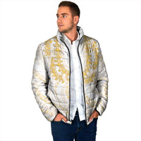 Aloha Lei Onaona Padded Jacket Beige Hawaiian Tribal Pattern LT9 - Polynesian Pride