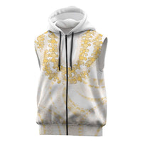 Aloha Lei Onaona Sleeveless Zip Hoodie Beige Hawaiian Tribal Pattern LT9 Beige - Polynesian Pride
