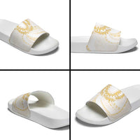 Aloha Lei Onaona Slide Sandals Beige Hawaiian Tribal Pattern - Polynesian Pride