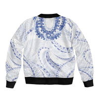 Aloha Lei Onaona Bomber Jacket Navy Blue Hawaiian Tribal Pattern