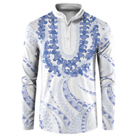 Aloha Lei Onaona Button Sweatshirt Navy Blue Hawaiian Tribal Pattern LT9 Blue - Polynesian Pride