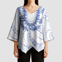 Aloha Lei Onaona Kimono Sleeve Blouse Navy Blue Hawaiian Tribal Pattern LT9 - Polynesian Pride