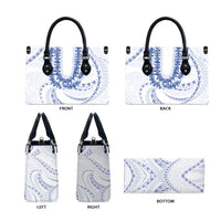 Aloha Lei Onaona Leather Bag Navy Blue Hawaiian Tribal Pattern - Polynesian Pride
