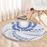 Aloha Lei Onaona Round Carpet Navy Blue Hawaiian Tribal Pattern