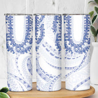 Aloha Lei Onaona Skinny Tumbler Navy Blue Hawaiian Tribal Pattern