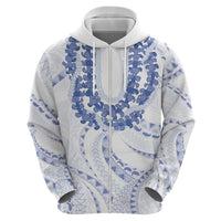 Aloha Lei Onaona Zip Hoodie Navy Blue Hawaiian Tribal Pattern