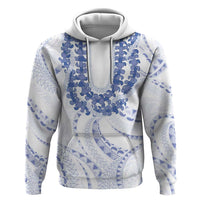 Aloha Lei Onaona Zip Hoodie Navy Blue Hawaiian Tribal Pattern
