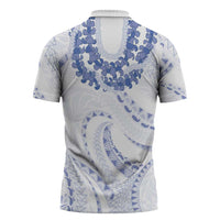 Aloha Lei Onaona Zipper Polo Shirt Navy Blue Hawaiian Tribal Pattern - Polynesian Pride