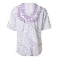 Aloha Lei Onaona Baseball Jersey Purple Hawaiian Tribal Pattern