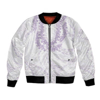 Aloha Lei Onaona Bomber Jacket Purple Hawaiian Tribal Pattern