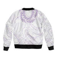 Aloha Lei Onaona Bomber Jacket Purple Hawaiian Tribal Pattern