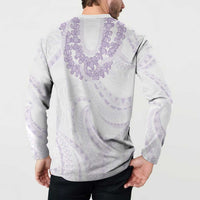Aloha Lei Onaona Button Sweatshirt Purple Hawaiian Tribal Pattern LT9 - Polynesian Pride