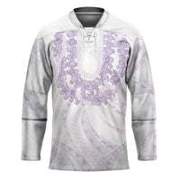 Aloha Lei Onaona Hockey Jersey Purple Hawaiian Tribal Pattern LT9 Unisex Purple - Polynesian Pride