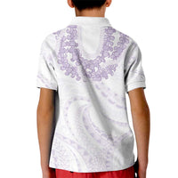 Aloha Lei Onaona Kid Polo Shirt Purple Hawaiian Tribal Pattern