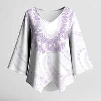 Aloha Lei Onaona Kimono Sleeve Blouse Purple Hawaiian Tribal Pattern LT9 Female Purple - Polynesian Pride