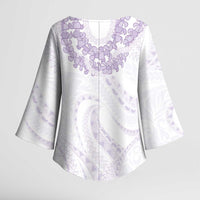 Aloha Lei Onaona Kimono Sleeve Blouse Purple Hawaiian Tribal Pattern LT9 - Polynesian Pride
