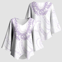Aloha Lei Onaona Kimono Sleeve Blouse Purple Hawaiian Tribal Pattern LT9 - Polynesian Pride