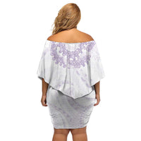 Aloha Lei Onaona Off Shoulder Short Dress Purple Hawaiian Tribal Pattern