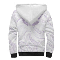 Aloha Lei Onaona Sherpa Hoodie Purple Hawaiian Tribal Pattern LT9 - Polynesian Pride