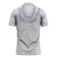 Aloha Lei Onaona Zipper Polo Shirt Purple Hawaiian Tribal Pattern - Polynesian Pride