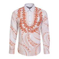 Aloha Lei Onaona Long Sleeve Button Shirt Red Hawaiian Tribal Pattern LT9 Unisex Red - Polynesian Pride