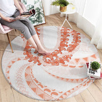 Aloha Lei Onaona Round Carpet Red Hawaiian Tribal Pattern