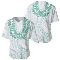 Aloha Lei Onaona Baseball Jersey Sage Green Hawaiian Tribal Pattern